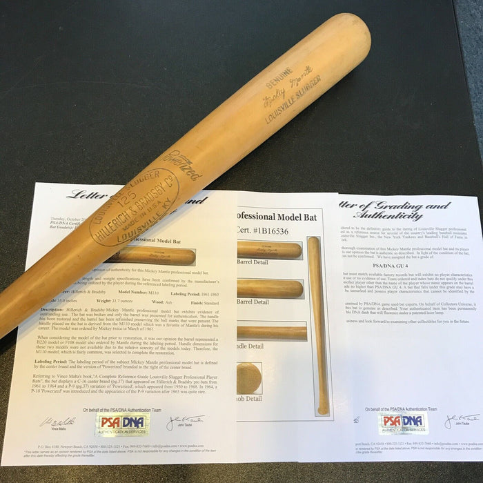 Mickey Mantle 1961 Game Used Louisville Slugger Baseball Bat With PSA DNA COA