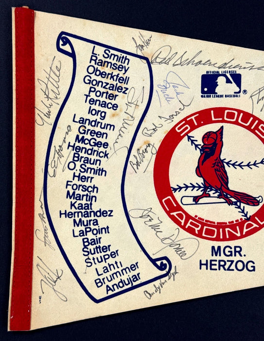 1982 St. Louis Cardinals World Series Champs Team Signed Baseball Pennant BAS