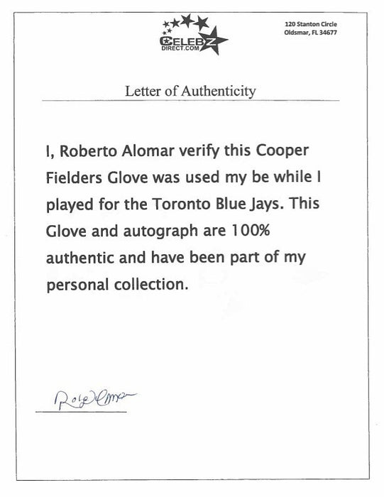 Roberto Alomar 1994 Game-Used Photo-Matched Signed Baseball Glove PSA & Beckett