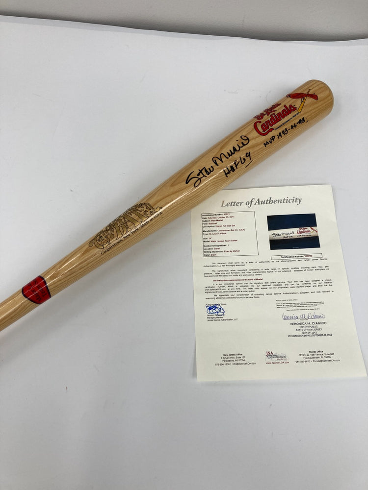 Stan Musial “HOF 69 MVP 1943-46-48" Signed Cooperstown Baseball Bat JSA COA
