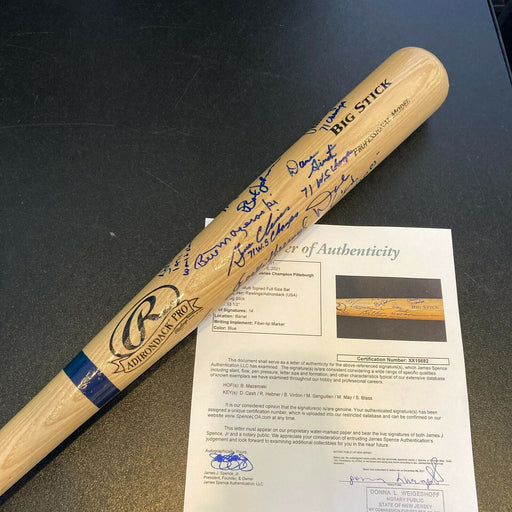 1971 Pittsburgh Pirates World Series Champs Team Signed Baseball Bat JSA COA