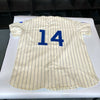 Beautiful Ernie Banks Signed Heavily Inscribed STATS Chicago Cubs Jersey Beckett