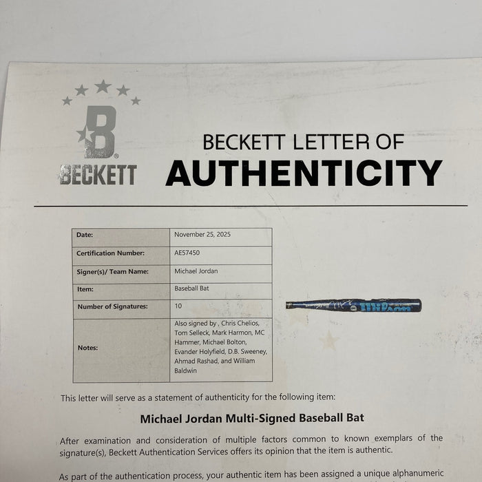 Michael Jordan 1993 Michael Jordan's Air Force Team Signed Baseball Bat Beckett