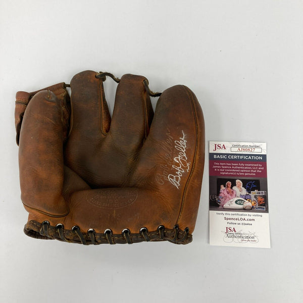 Bob Feller Signed 1940's J.C. Higgins Game Model Baseball Glove JSA COA