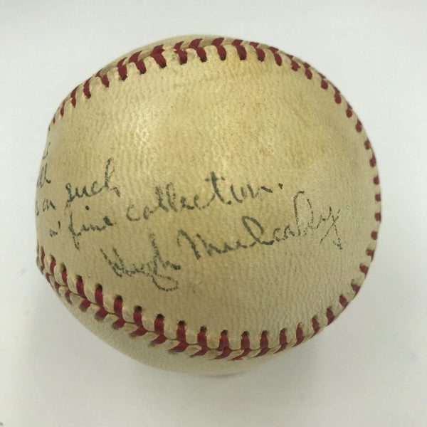 1960's Hugh Mulcahy Signed Baseball First Player Drafted In WW2 PSA DNA COA