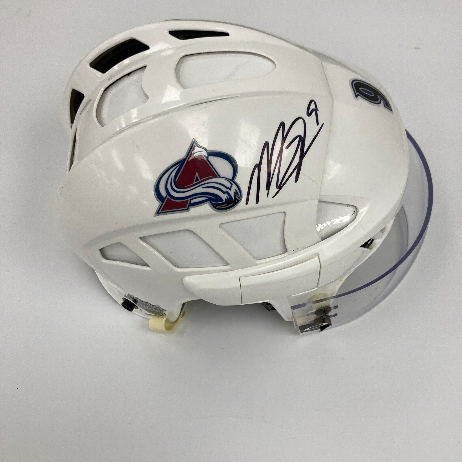 colorado avalanche football helmet Matt Duchene Signed 2017 Colorado Avalanche Game Used Helmet With COA — Showpieces Sports
