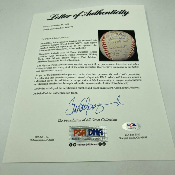 RARE World Series MVP's Signed Inscribed Baseball 24 Sigs Mariano Rivera PSA DNA