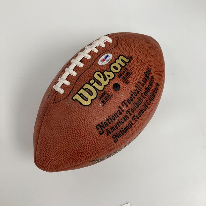 John Elway Johnny Unitas Dan Marino Joe Montana Quarterbacks Signed Football PSA