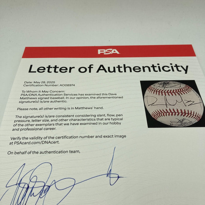 Rare Dave Matthews Signed Hand Drawn Art Baseball PSA DNA COA