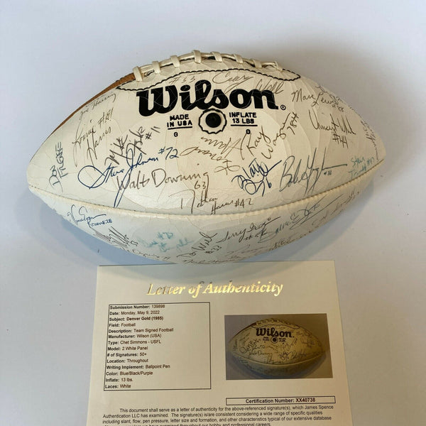 1985 USFL Denver Gold Team Signed Official USFL Football 50+ Sigs JSA COA