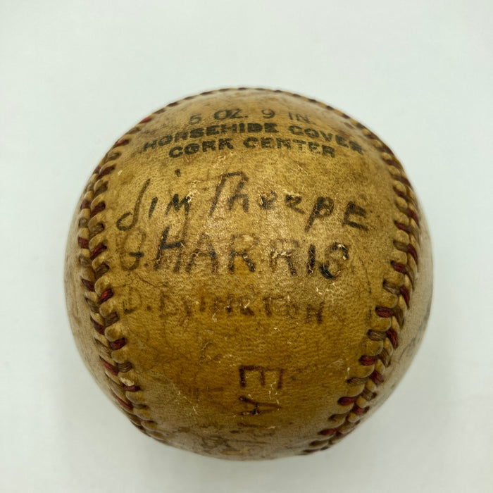 Jim Thorpe 1933 Ben Harjo's All-Indian Baseball Club Team Signed Baseball JSA