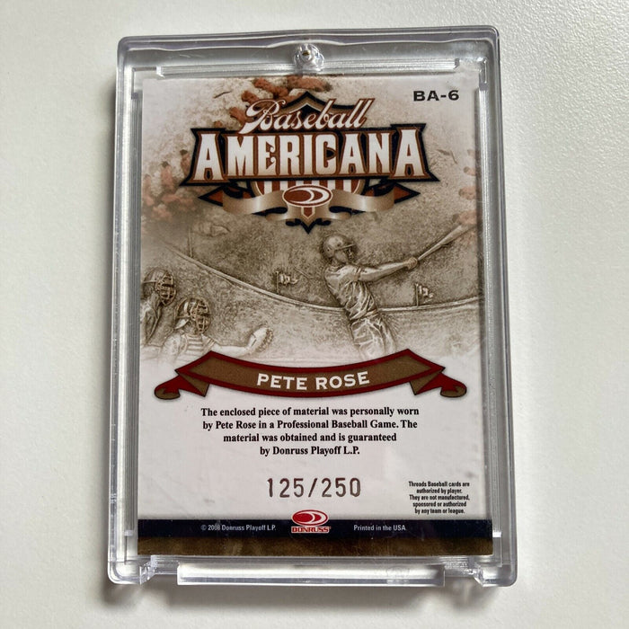 2008 Donruss Threads Americana Pete Rose #125/250 Game Used Jersey