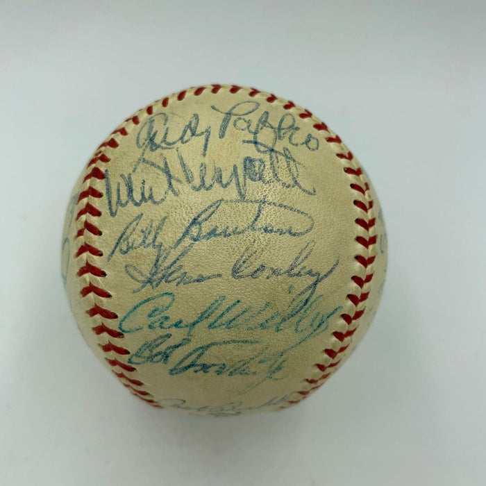 1958 Milwaukee Braves NL Champs Team Signed Baseball Hank Aaron Mathews JSA COA