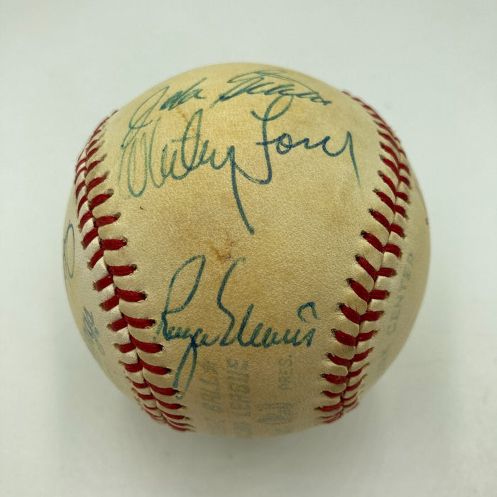 Mickey Mantle Roger Maris & Joe Dimaggio Yankees Legends Signed Baseball JSA COA