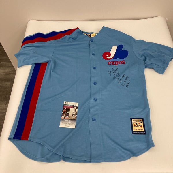 Tim Raines Signed Heavily Inscribed STATS Montreal Expos Jersey JSA COA