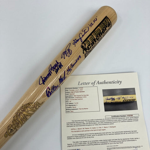 Greatest Catchers Signed Bat Yogi Berra Johnny Bench Carter Rodriguez Piazza JSA