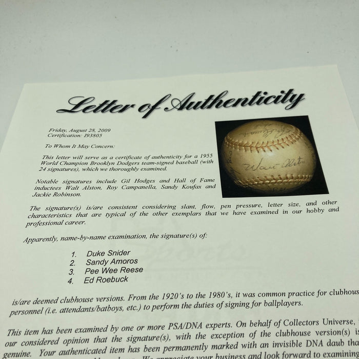 1955 Brooklyn Dodgers W.S. Champs Team Signed Baseball Jackie Robinson PSA & JSA