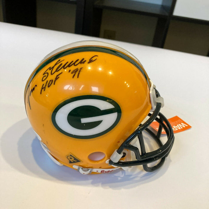 Paul Hornung Willie Davis, Jan Stenerud Signed Green Bay Packers Mini Helmet JSA