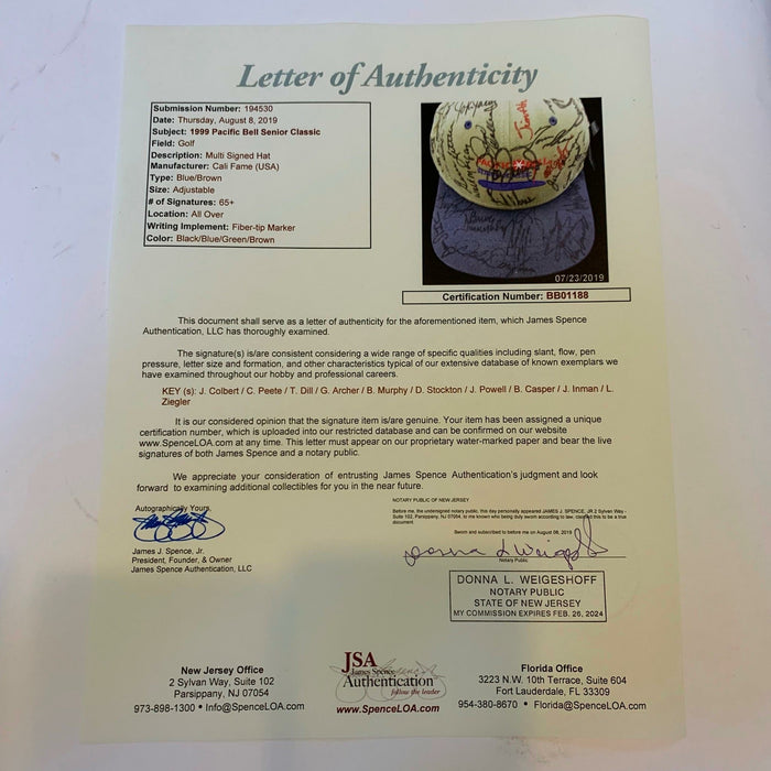PGA 1999 Pacific Bell Senior Classic Signed Golf Hat 65+ Sigs With JSA COA