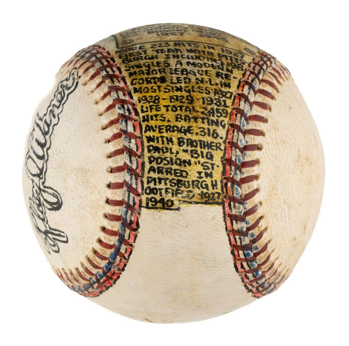 Beautiful Lloyd Waner Hand Painted George Sosnak Folk Art Signed Baseball