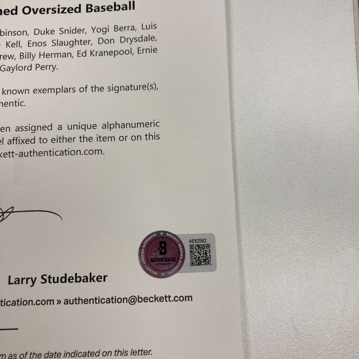 Mickey Mantle Ted Williams Sandy Koufax Hall Of Fame Signed Jumbo Baseball BAS