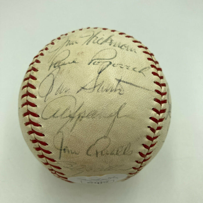 1969 Chicago Cubs Team Signed Baseball Ernie Banks Ron Santo Leo Durocher JSA