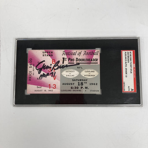 Jim Brown Signed 1962 First Ever Doubleheader Festival of Football Ticket SGC