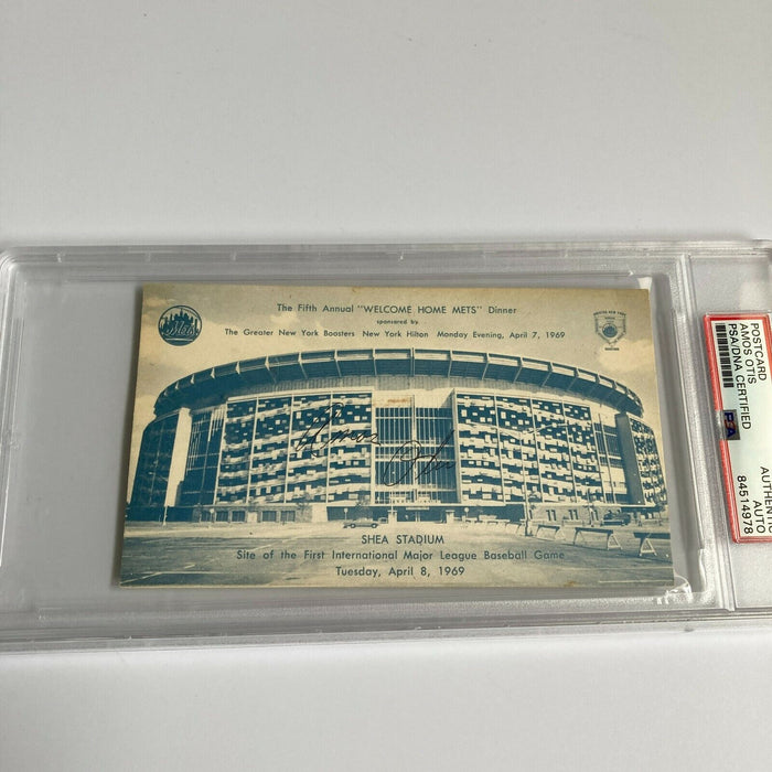 Amos Otis Signed 1969 New York Mets Welcome Home Shea Stadium Postcard PSA DNA