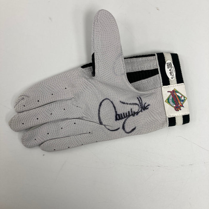 Larry Walker Twice Signed Game Issued 1990's Franklin Batting Gloves JSA COA