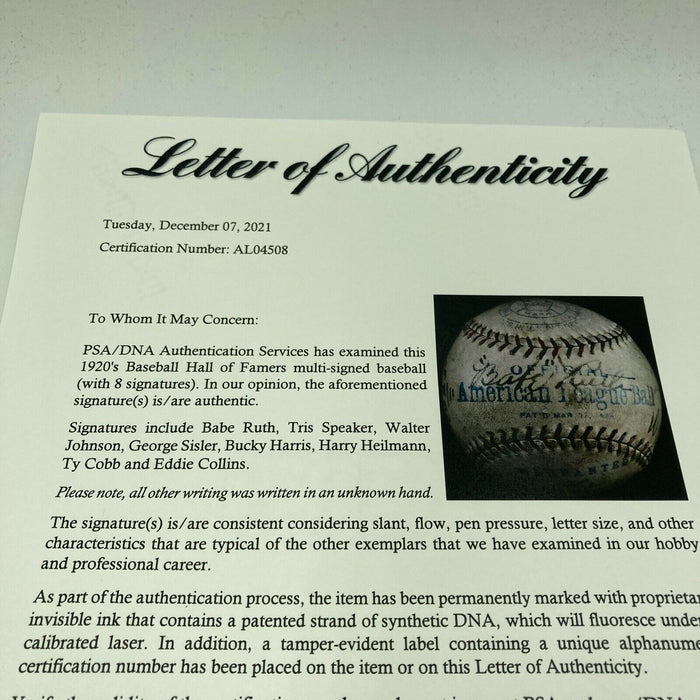 The Finest Babe Ruth Ty Cobb Walter Johnson 1925 HOF Signed Baseball PSA DNA