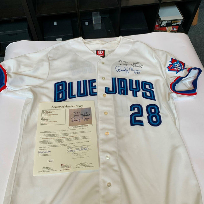 Rare Randy Myers Signed 1998 Toronto Blue Jays Game Used Jersey With JSA COA