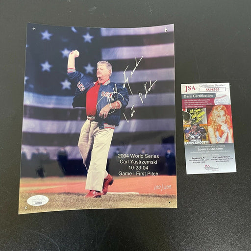 Carl Yastrzemski 2004 World Series First Pitch Signed Inscribed Photo JSA COA