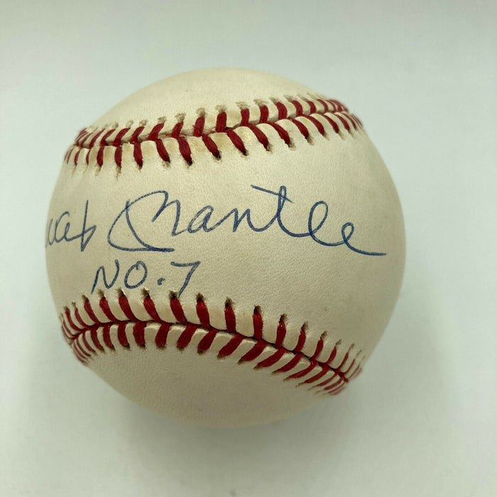 Mickey Mantle No. 7 Signed American League Baseball JSA Graded MINT 9