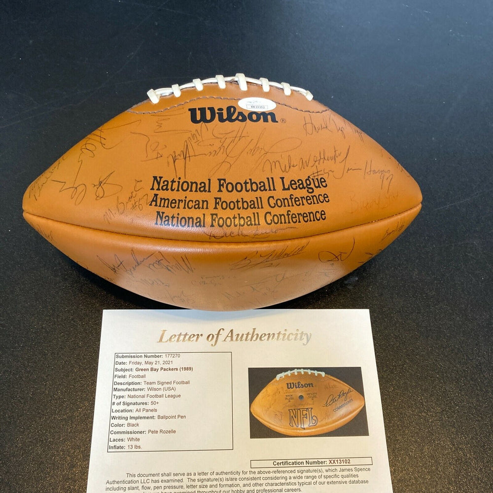 1989 Green Bay Packers Team Signed Official Wilson NFL Football With JSA COA