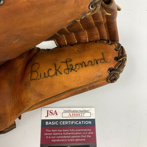 Buck Leonard Signed Spalding 1940's Game Model Baseball Glove JSA COA