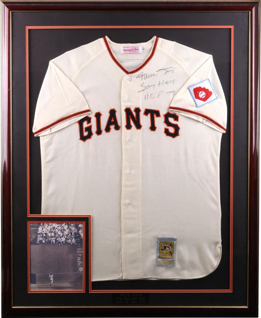 Willie Mays "Hall Of Fame 1979 Say Hey" Signed New York Giants Jersey Framed PSA
