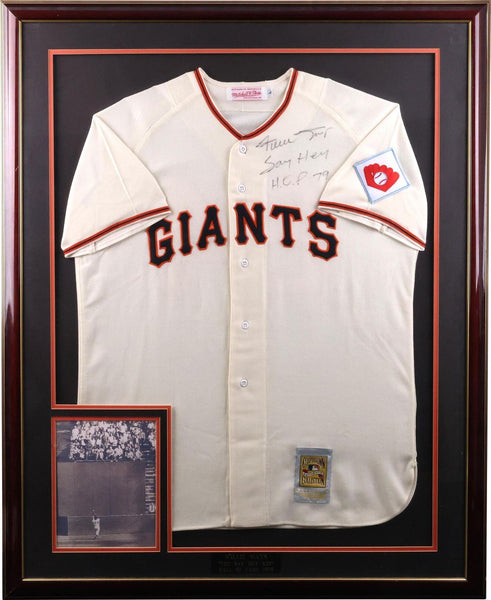 Willie Mays "Hall Of Fame 1979 Say Hey" Signed New York Giants Jersey Framed PSA