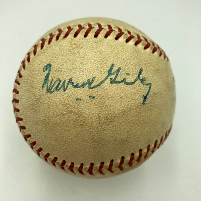 Beautiful Satchel Paige & Warren Giles Signed Baseball JSA Displays As Single