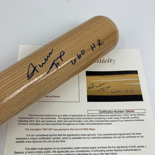 Willie Mays "660 Home Runs" Signed Adirondack Game Model Baseball Bat JSA COA