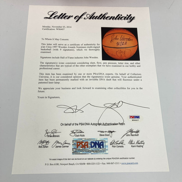 1997 Tim Duncan Rookie & John Wooden Award Winners Multi Signed Basketball PSA