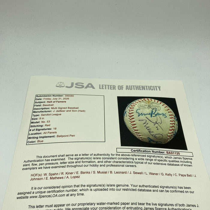 Warren Giles George Kelly Stan Coveleski HOF Multi Signed Baseball 18 Sigs JSA