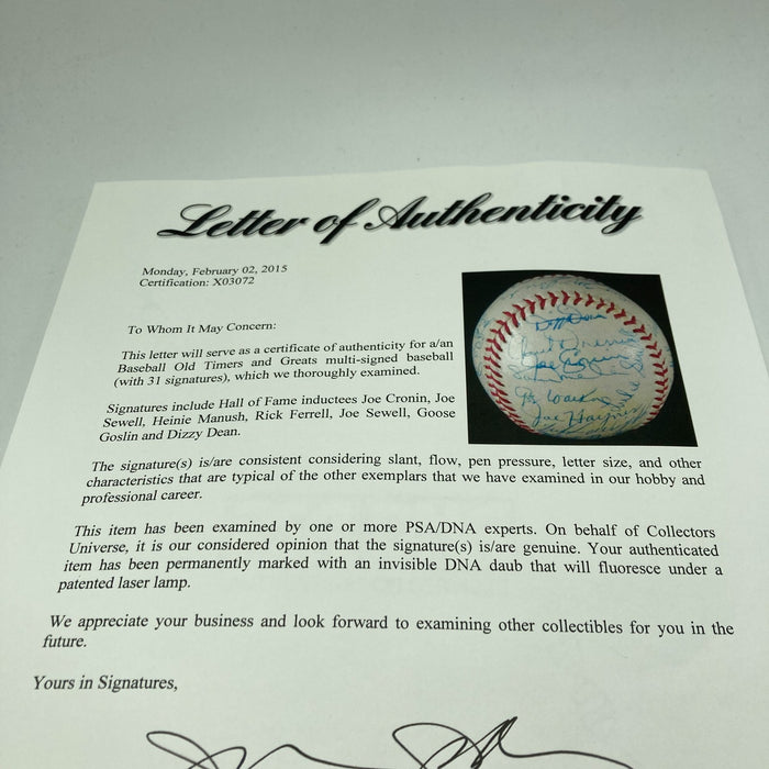 Washington Senators Legends Signed Baseball Moe Berg Goose Goslin 31 Sigs PSA
