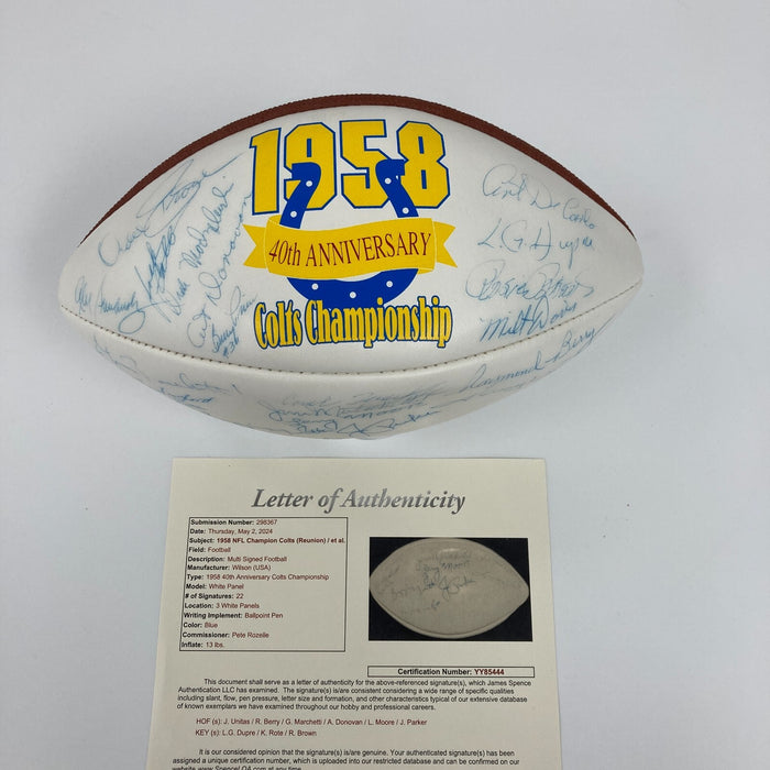 1958 Baltimore Colts NFL Champs Team Signed Football Johnny Unitas Estate JSA