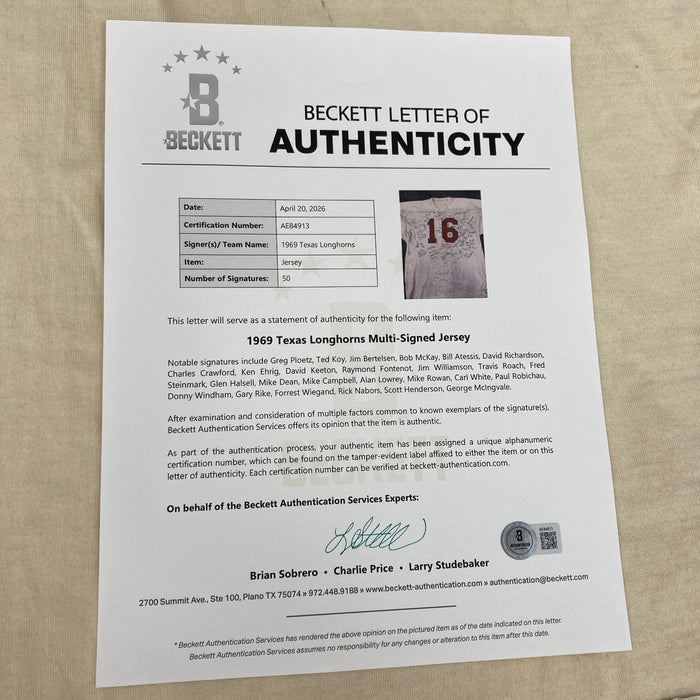 1969 Texas Longhorns NCAA National Champs Team Signed Game Issued Jersey PSA DNA