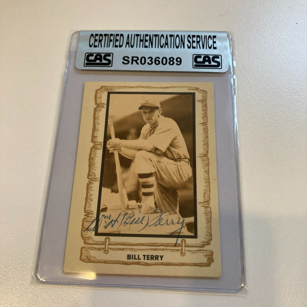 Bill Terry Signed Pacific 1980 Baseball Card CAS Certified Auto