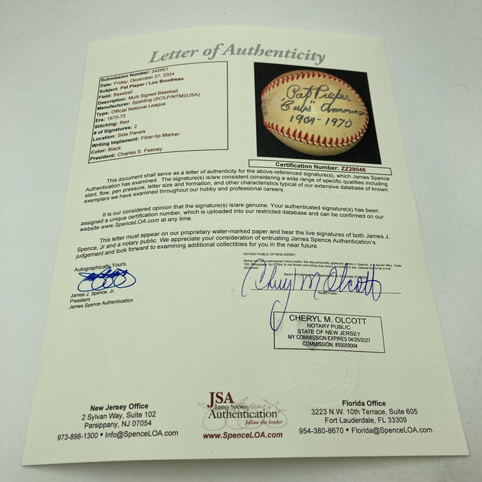 Pat Pieper Voice Of Wrigley Field Chicago Cubs Announcer Signed Baseball JSA COA