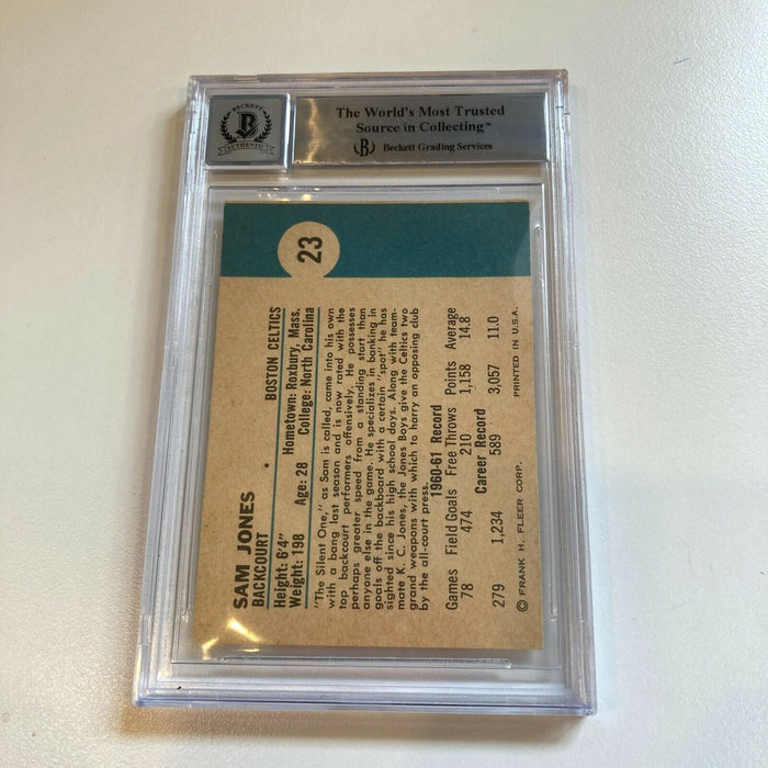 1961-62 Fleer Sam Jones Signed Rookie RC Card BGS Certified Auto