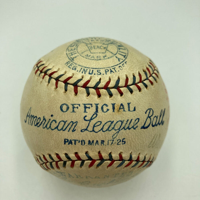Goose Goslin, Sam Rice, Bucky Harris 1928 Senators & Indians Signed Baseball JSA