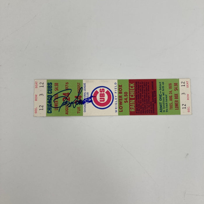 Ron Santo Signed 1976 Chicago Cubs Full Ticket JSA COA