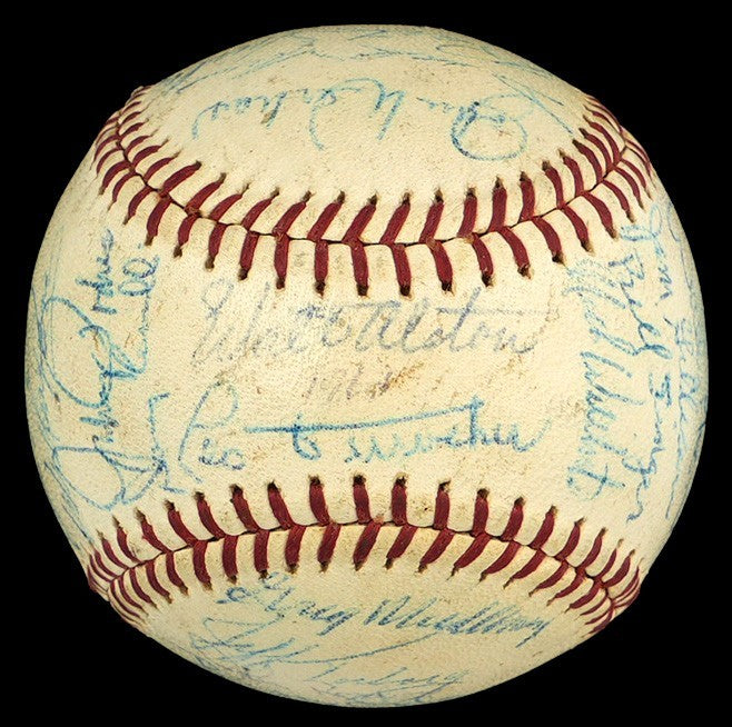 1963 Los Angeles Dodgers World Series Champs Team Signed Baseball Koufax JSA COA